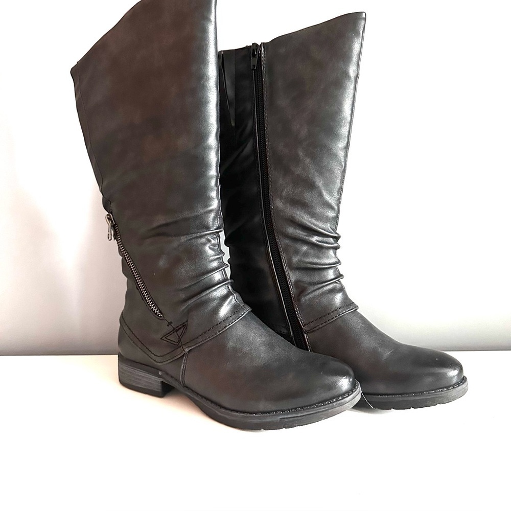 Taxi Ally-Wide Calf Dark Grey Lined Boots size US 6 EUC